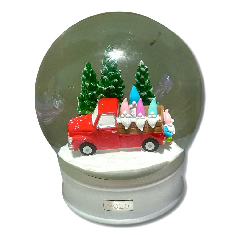 6 Gnomes Red Truck Snow Globe ❅ Holiday Christmas Trees